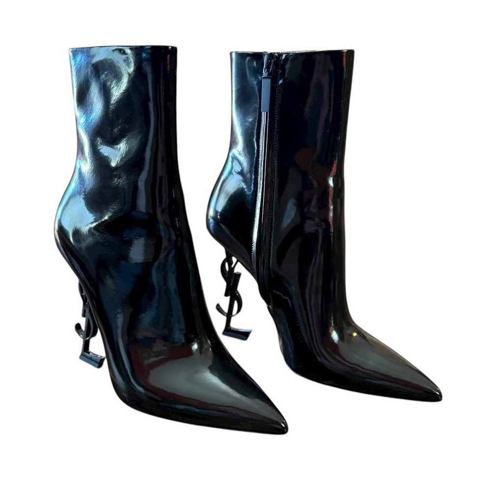 Saint Laurent Opyum 110 Patent Leather YSL Stiletto Heel Boots NEW EU 39 US 9 - Picture 1 of 11